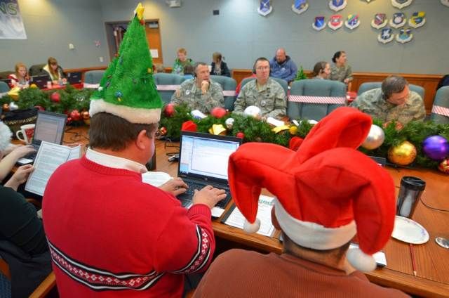 Overly festive Christmas headgear is not out of place today at NORAD.